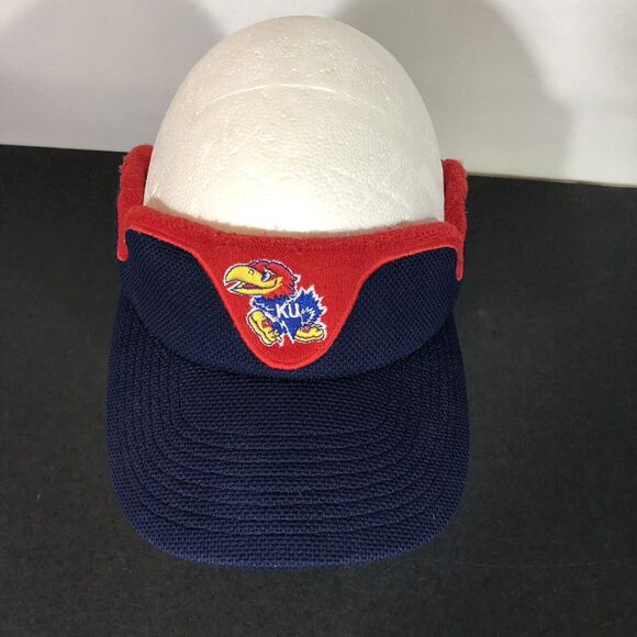 KU Visor Jayhawk Logo Red and Blue Terry Cloth University of Kansas Nike - Picture 8 of 10